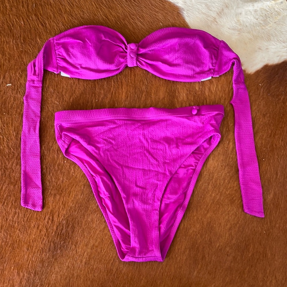 Red carter high waist two piece swimsuit